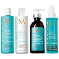 Shampoo 250ml + Acondicionador + Crema + Spray Moroccanoil Hydration